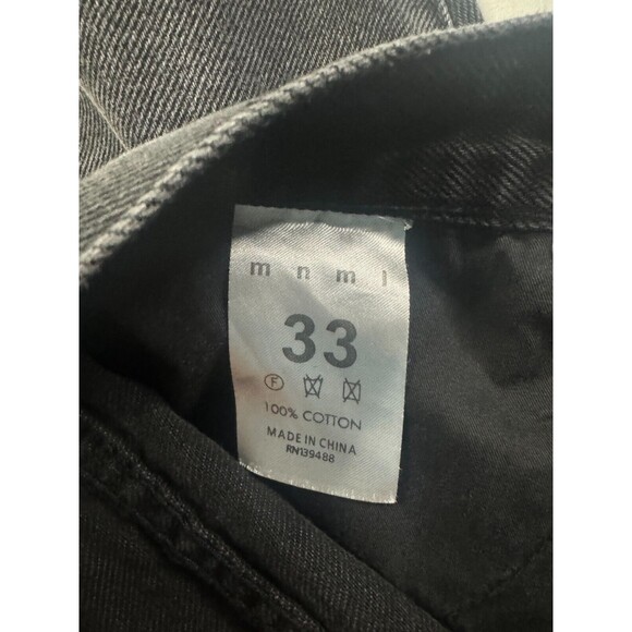 MNML Jeans Womens Size 33 Straight Butterfly Print Black 5 Pocket Raw Hem - Picture 6 of 8